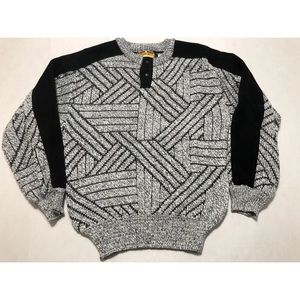 Vintage 80s 90s Abstract Knitted sweater gray L